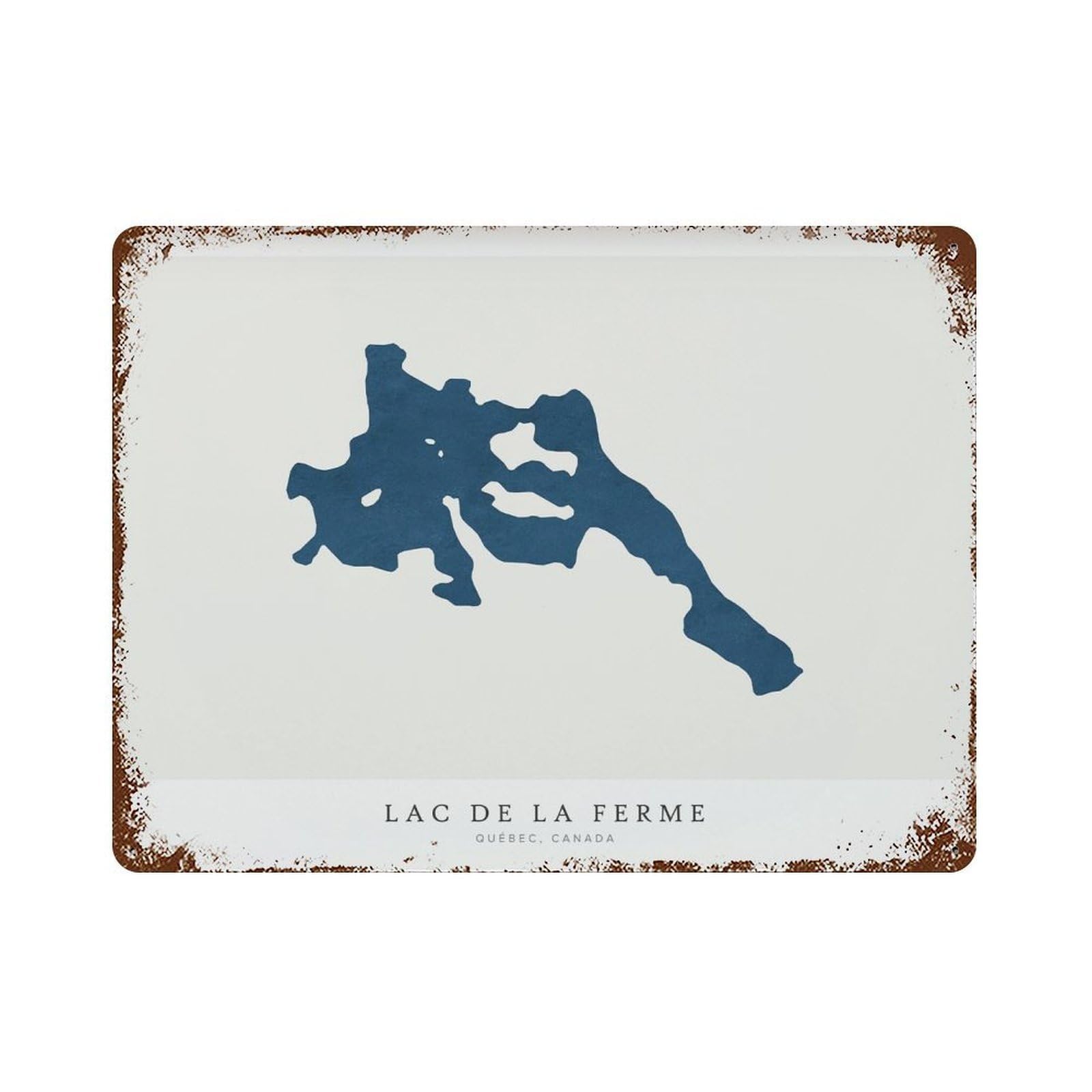 xiaoxiaoshen Lac De La Ferme Map Quebec Canada Minimalist Lake (2) Wall Decor Art Metal Tin Poster Modern Home Decor Art Home Bar Shop Decorations Vintage Sign 30x40cm