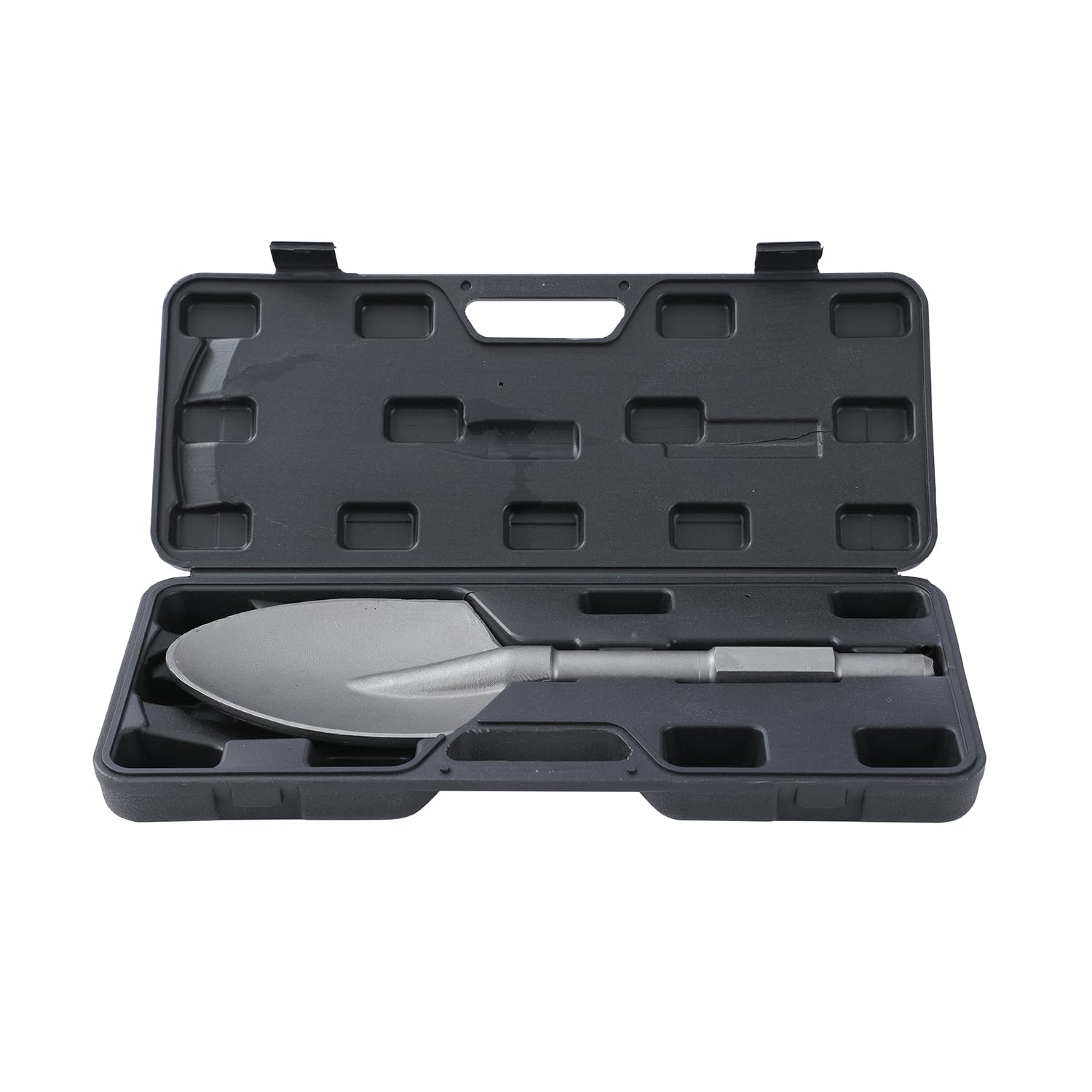 TOPWAY Pala de arcilla para disyuntor PH65 95A Martillo de demolición Martillo hidráulico Vástago hexagonal de 1-1/8 "Pala de arcilla Pala Cincel 440 x 136 mm con estuche de plástico 121151
