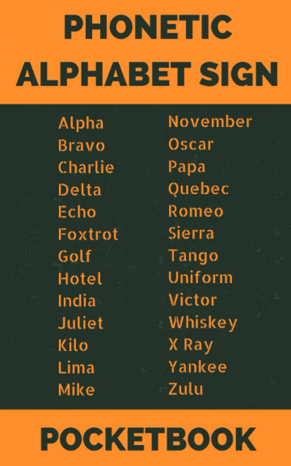 Phonetic Alphabet Sign Pocketbook: Tactical Military Notebook