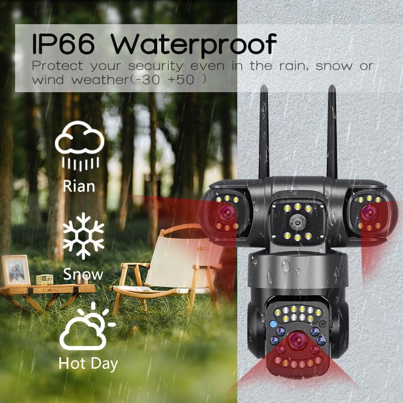 Image of TP PLUS 3MP Full HD Smart Wi-Fi CCTV Home Security Camera 360 with Pan Tilt Bulb Camera View & Talk 128GB SD Card (New Dual Lens PTZ) (4 Lens PTZ Camera)