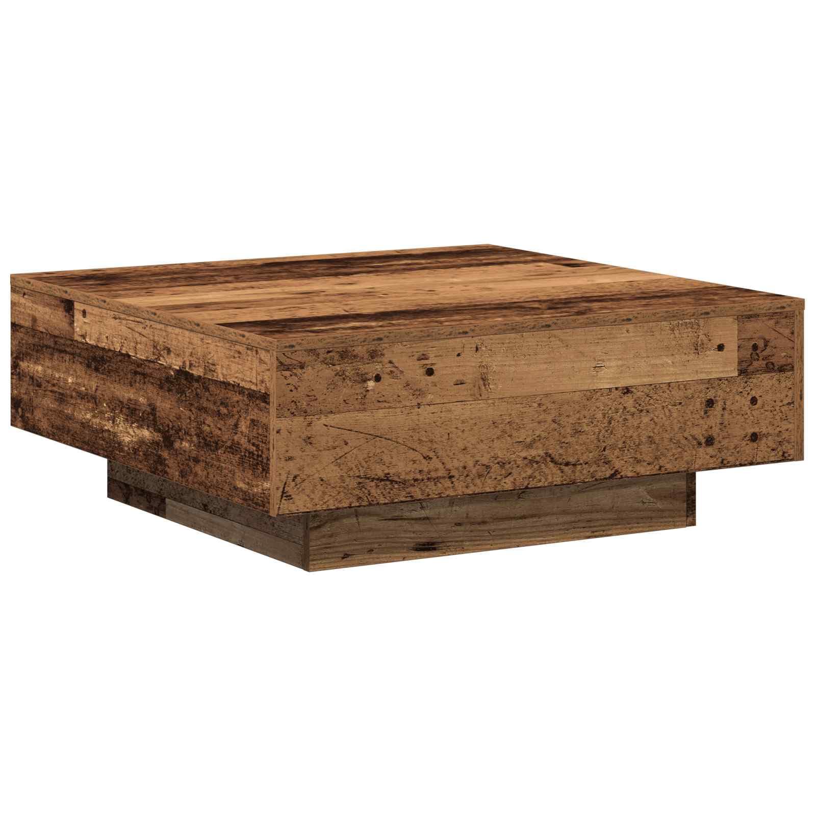 SXZenSpace small coffee table 80 x 31 cm old wood engineered modern living room centre 75 kg max load easy assembly for lounge