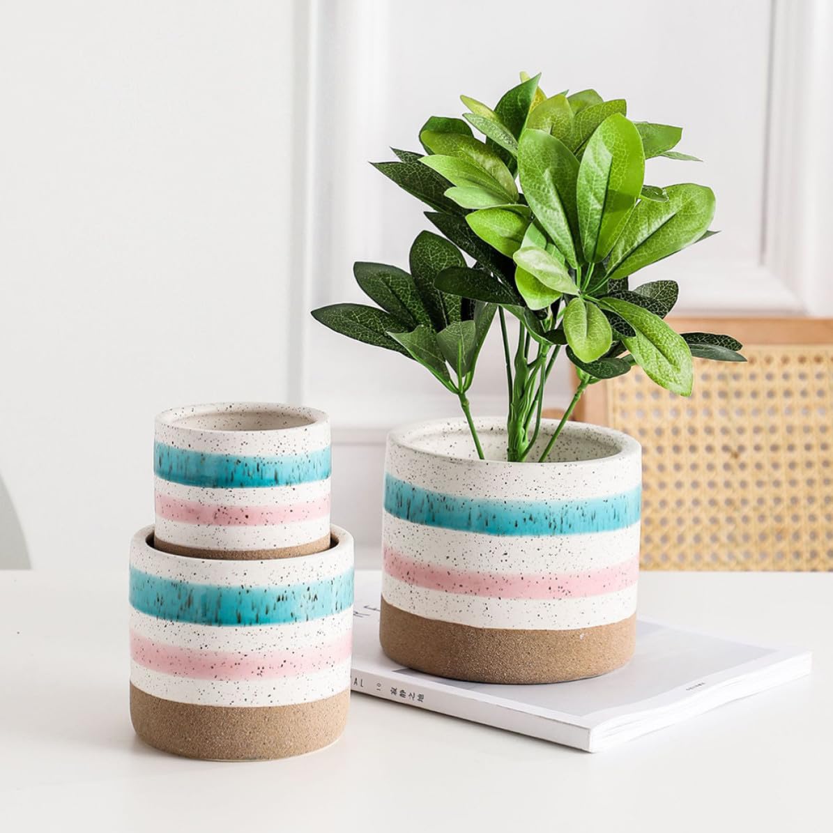 SHERCHPRY 2 Stück Keramik Blumentopf Kreativer Blumentopf für Sukkulenten und Blumen Keramik Schlichtes Design für Zuhause und Büro Dekorativ
