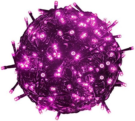 RPGT 800 LEDs 207.5ft Green Cable Wire Low Voltage Fairy String Tree Twinkle Lights IP44 Waterproof for Christmas Party, Outdoor, Garden, Wedding, Home Decoration (Pink)