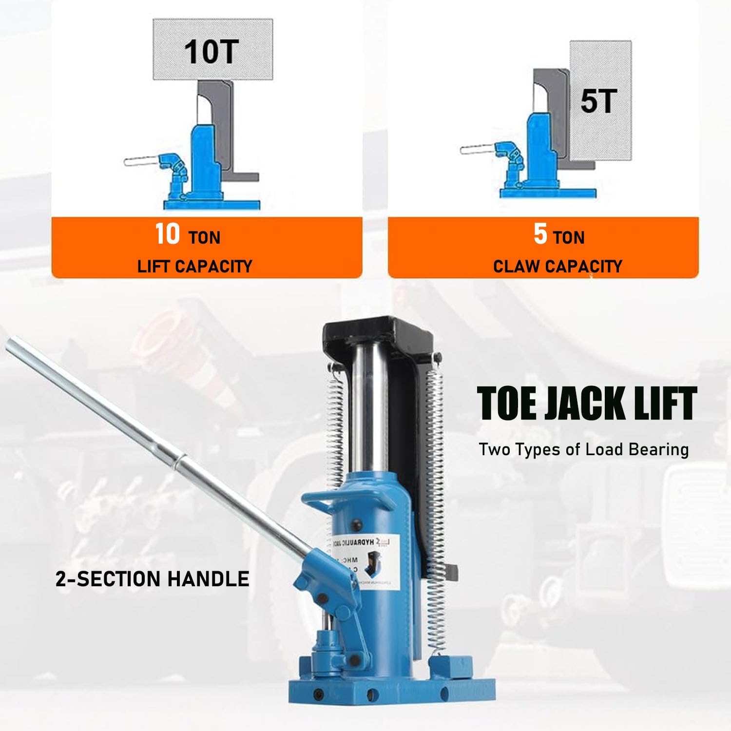 Hydraulischer Wagenheber, 5 ton/ 10 ton Martinetto Idraulica Toe Jack da Macchina Lift, Cric Idraulico a Bottiglia Sollevatore per Auto, Paesaggistici e Agricoli