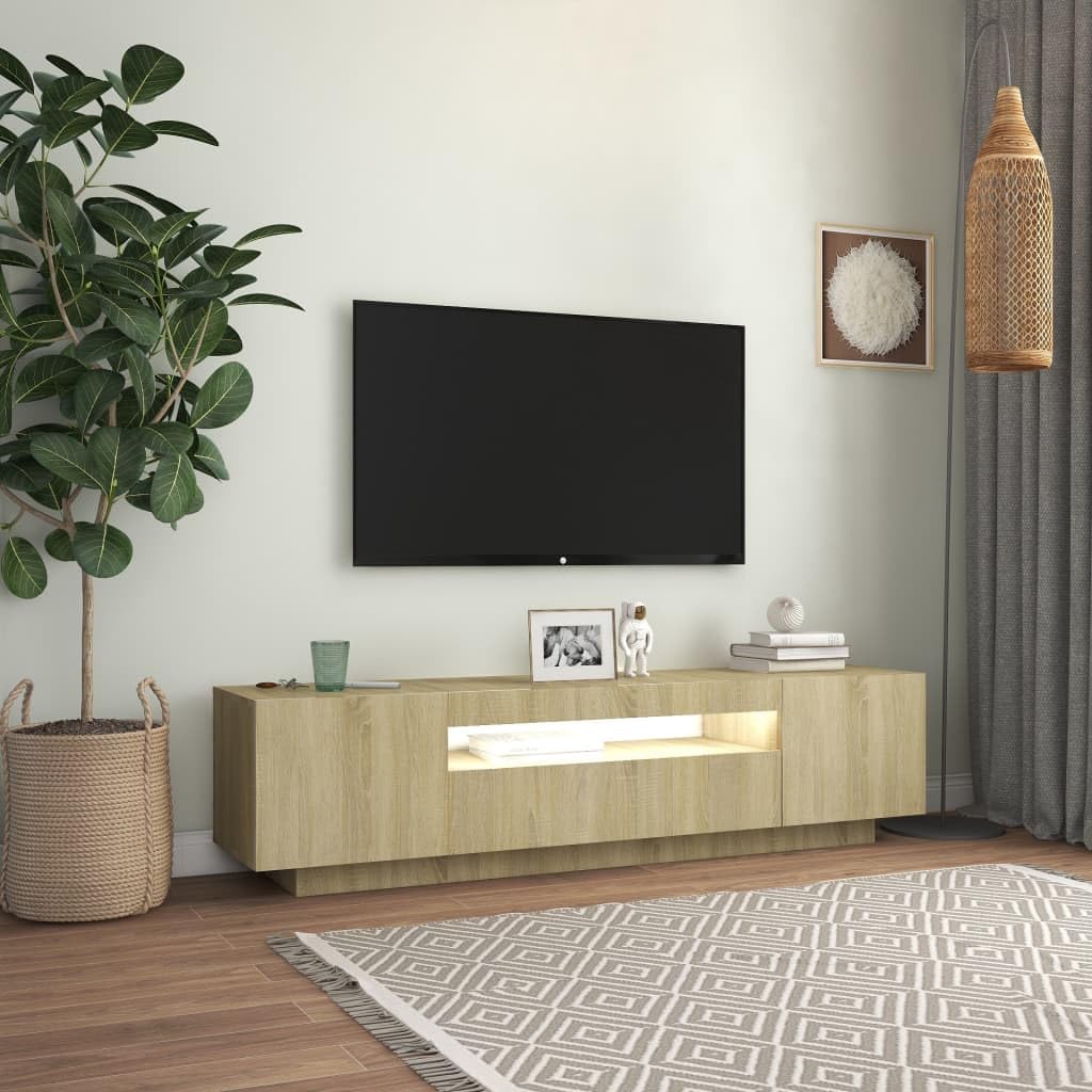 Meuble TV Avec Lumières LED Blanc Brillant 160x35x40 Cm - Meubles Tv Home Living 83211355