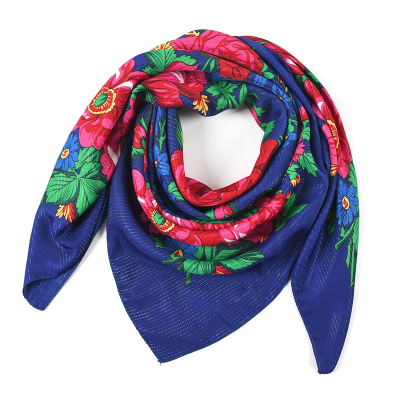 Women's Scarf Russian Babushka Shawl Wrap Traditional Retro Ukraine Style Printed Square Scarfs（41inx41in2