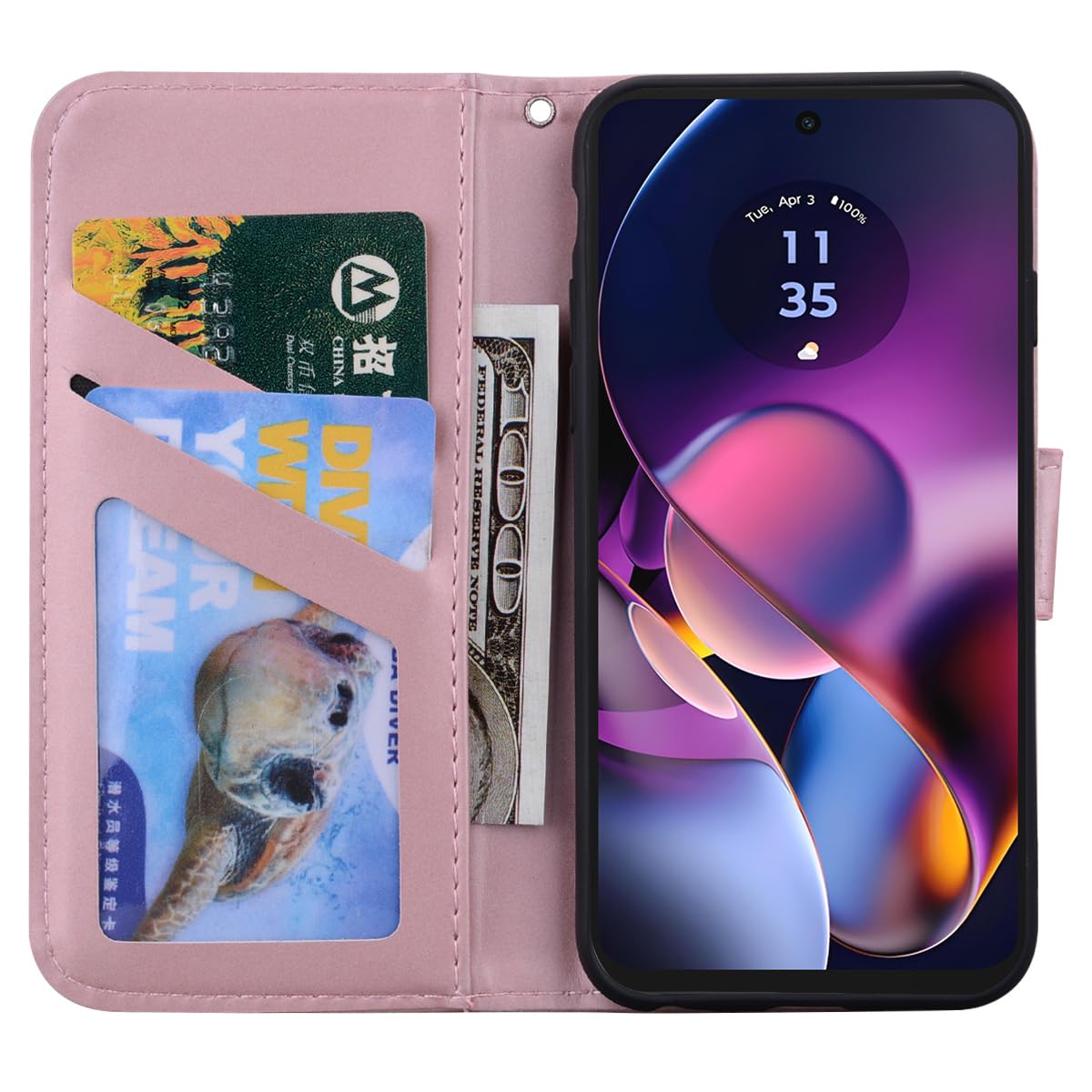 Rostsant Motorola Moto G54 5G Case Cover Skin Feel PU Leather Case Motorola Moto G54 5G Magnetic Closure Protective Wallet Flip Cover Stand Protective Case for Motorola Moto G54 5G Pink Rabbit - Image 3
