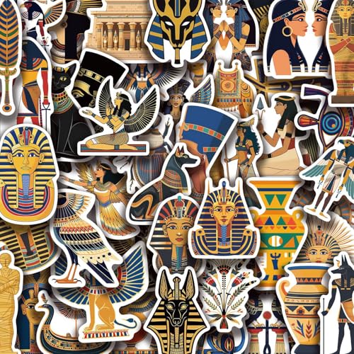 50PCS Ancient Egypt Stickers, Lost Civilizations Pyramid Sphinx Pharaoh Waterproof Vinyl Sticker...