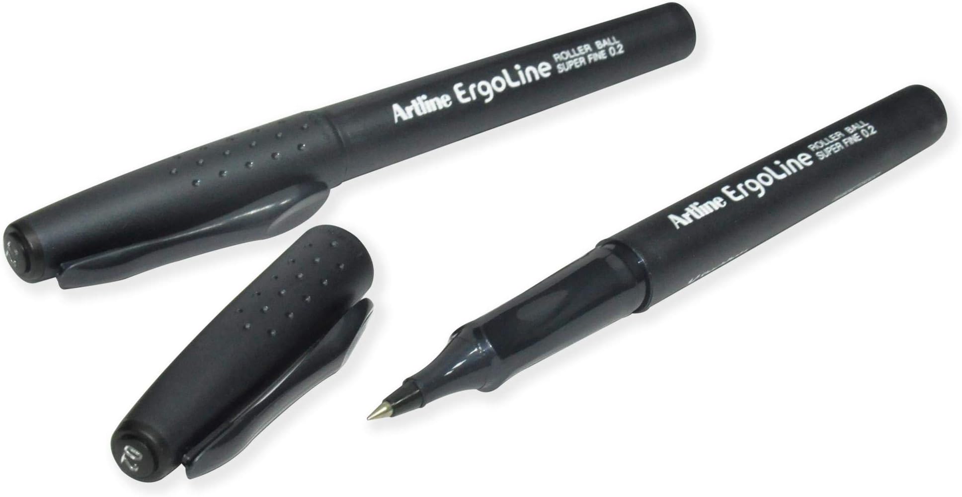 Artline ErgoLine Roller Ball Pen, 0.2, Black Color, 0.5 mm, Pack of 12 pcs. - ARBN4200BK