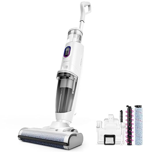 ECOWELL Cordless Wet Dry Vacuum Cleaner, Vacuum Mop All in One with Self-Cleaning&Voice Assistance, Lightweight Rechargeable Smart Floor Cleaner Machine for Home, Carpet, Hard Floor & Pet Hair