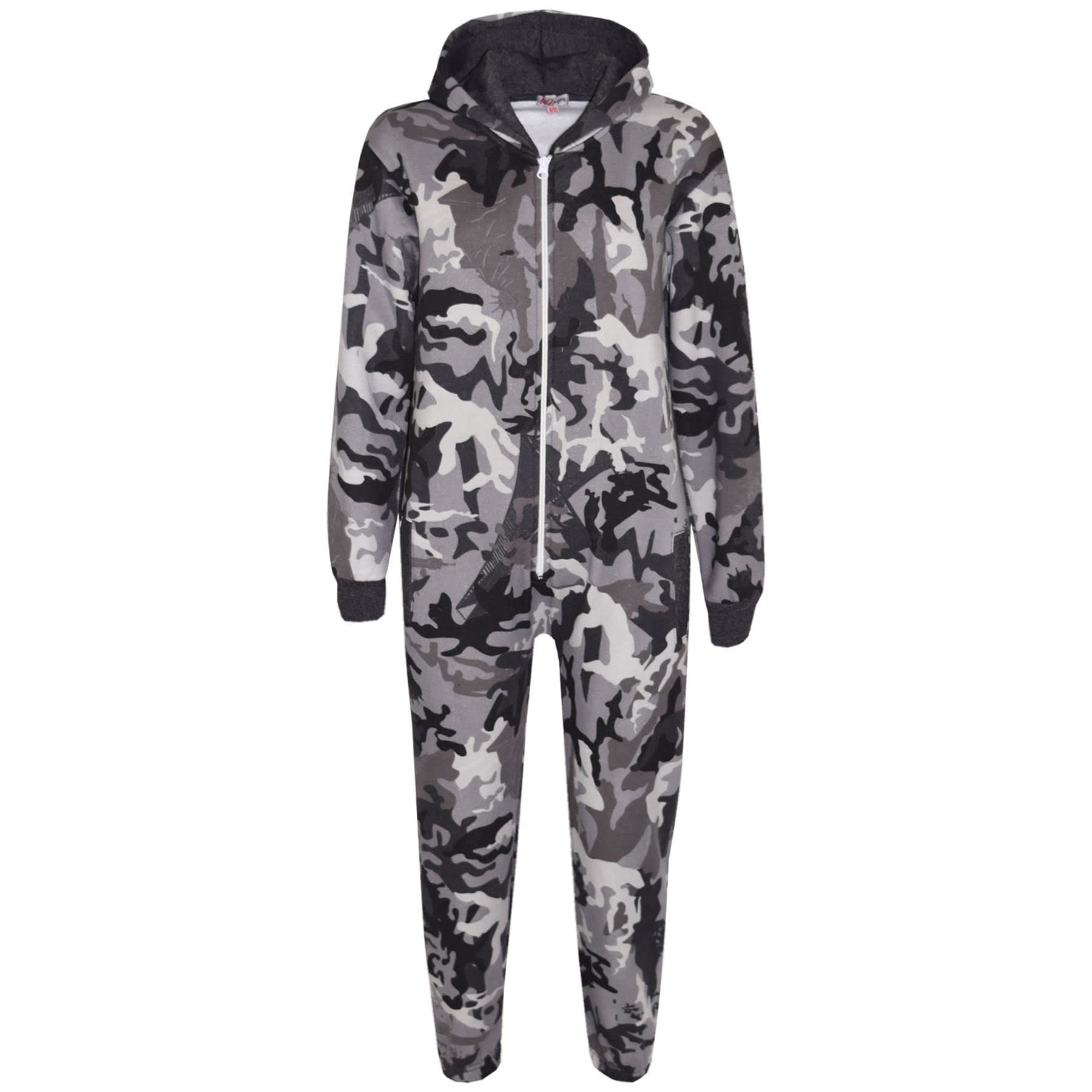 A2z 4 Kids Girls Charcoal Boys Fleece Onesie Camouflage Soft Plush - Fleece Onesie A2z Camo 5-6.