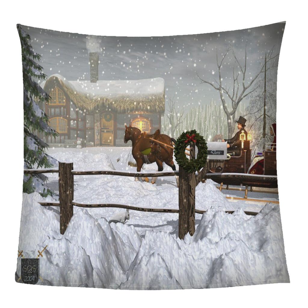 Manta Polar Adulto Cama 150 Manta De Franela para Sofa Cama con Escena Navideña De Nieve Blanca. Impresión Patrón 150X200Cm Colchas Invierno Modernas para Niños, Microfibra Suave Caliente