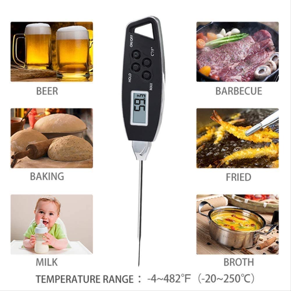 Termómetro de Cocina, termómetro ultrarrápido con luz de Fondo y termómetro de calibración para Carne, sonda Digital para Alimentos para Cocina, Parrilla al Aire Libre y Barbacoa