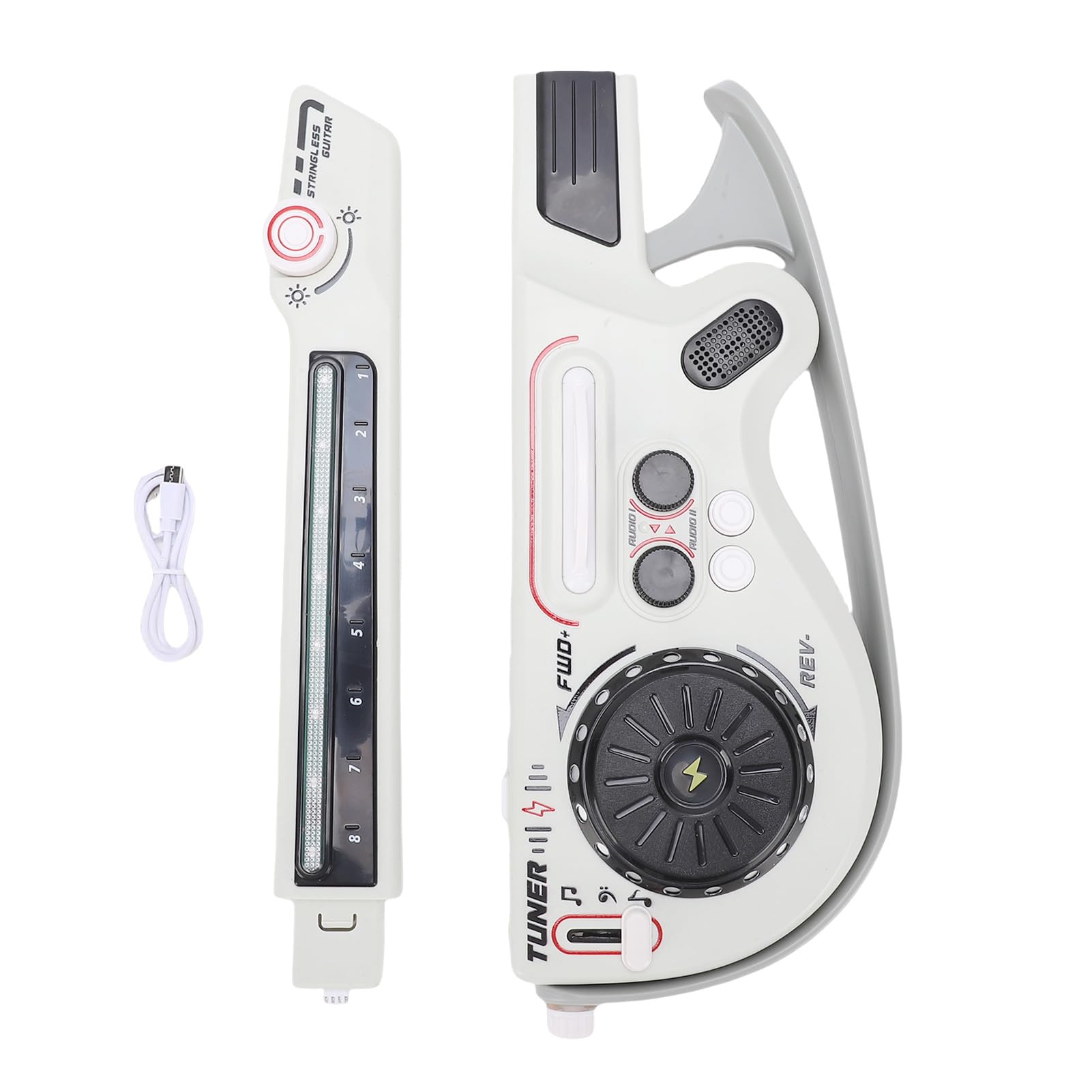 Luci LED Colorate Senza Corde per Chitarra Elettrica per Bambini per Divertimento Interattivo per Bambini Dai 3 Anni in su Materiale ABS (Grigio)