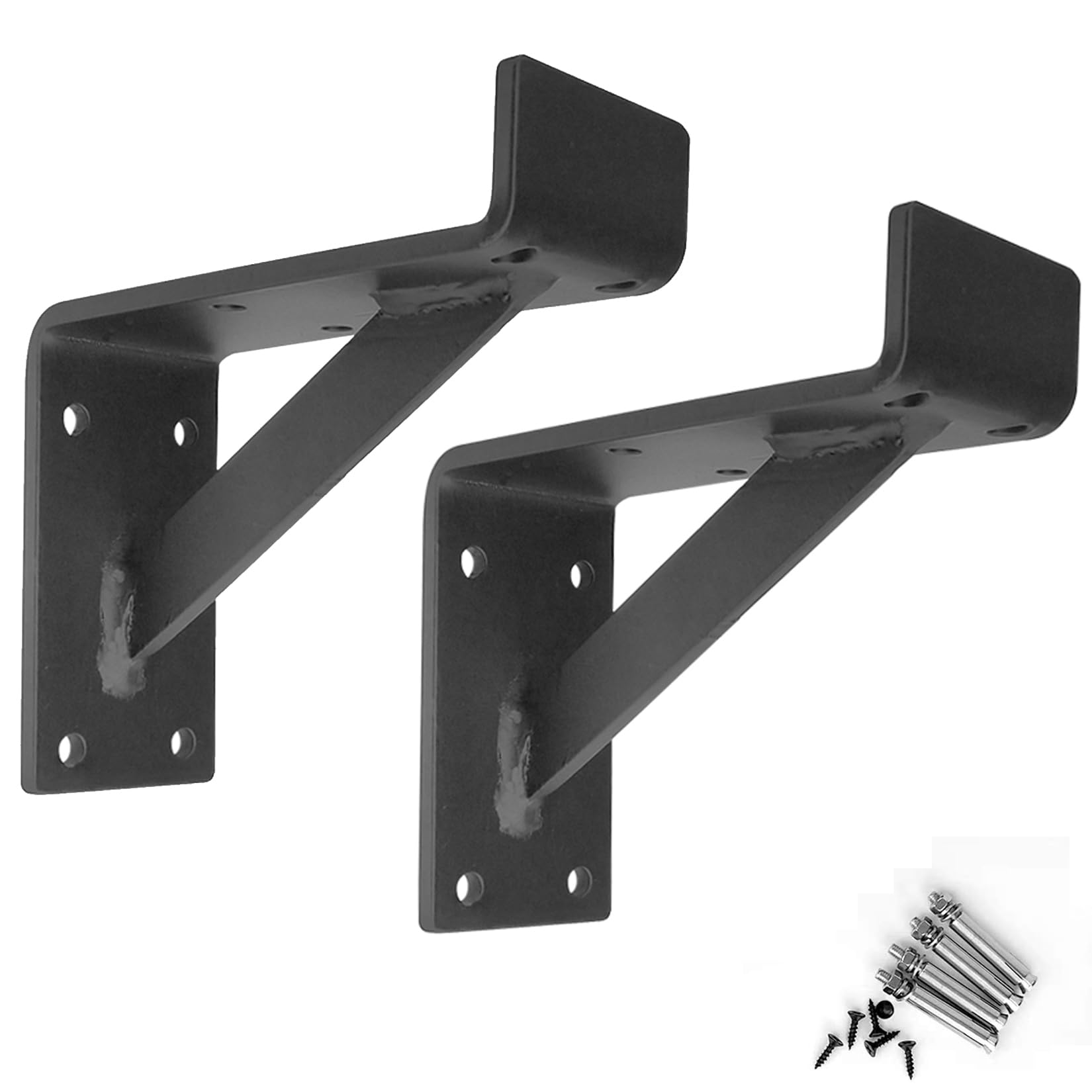 2 Pcs Soportes para Estantes de Pared,Escuadra para Estanterías Flotante con labio,Palomilla para Estanterías Triangulares de Pesados para Cocina Libros Estante,con Tornillos (12cm,Negro)