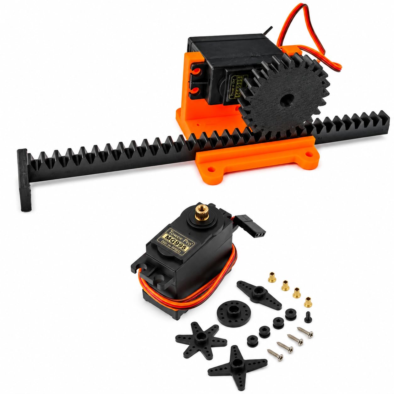 Rack and Pinion (for MG995 Motor) for Creative Applications + Servo Motor Included (Rack Length 285mm)-picture-22