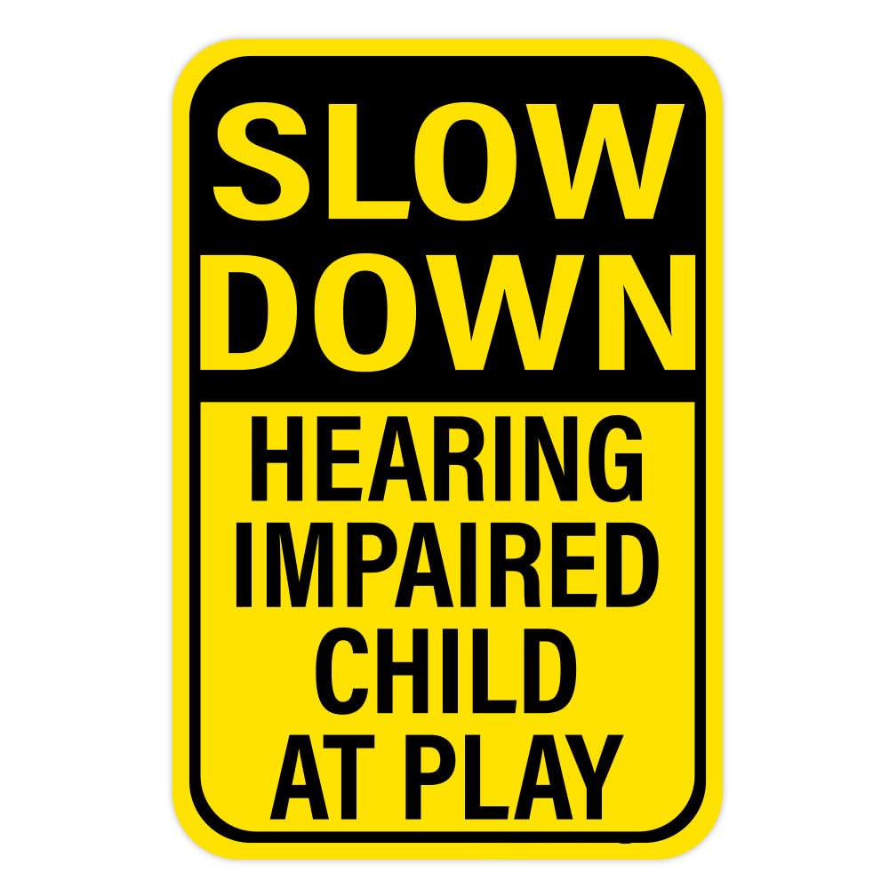 Tin sign vintage Slow Down, Hearing Impaired Child At Play Plaque Poster for Bar Pub Beer Home Garage Man Cave Wall Decor 12x8 Inch