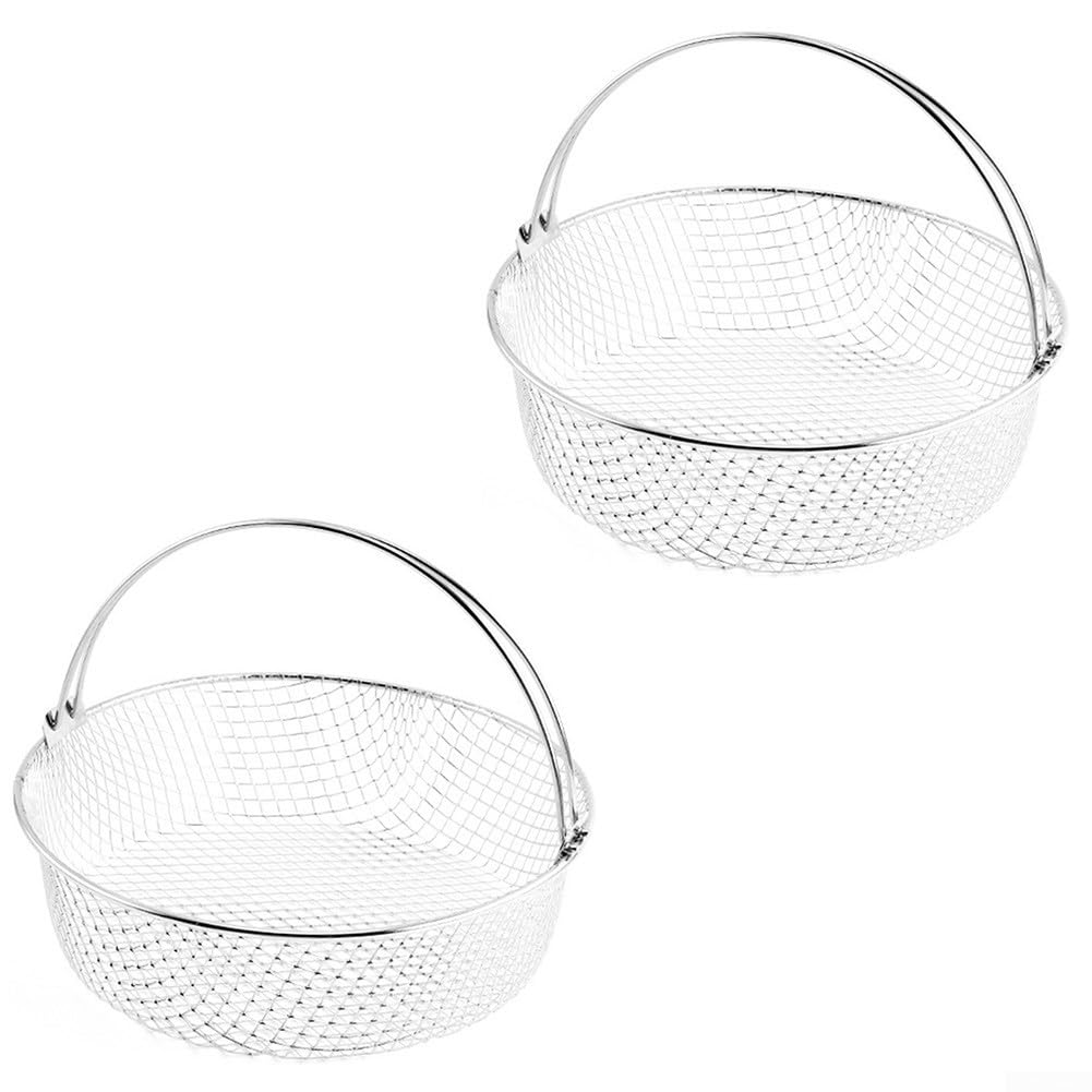 2 cestini per friggitrice ad aria, in acciaio inossidabile, accessori di ricambio per friggitrice ad aria, con manico, per friggitrici ad aria, forno, vaporiere