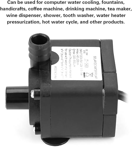 Miniatura 7 de Mini bomba de agua sumergible DC sin escobillas, acero inoxidable, negro, 12V, 350LH, -40 100, refrigeración por computadora, fuentes, dispensadores