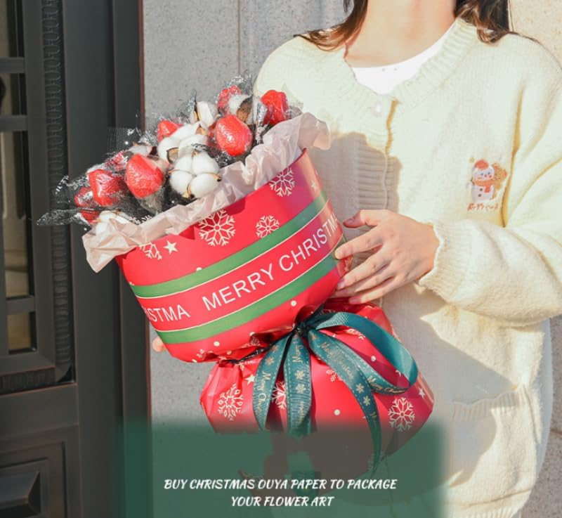 Miniatura 7 de XIZHI 20 piezas de papel de regalo de flores de Navidad, impermeables, papel de regalo de manualidades, papel de regalo de 23 x 23 pulgadas (verde)