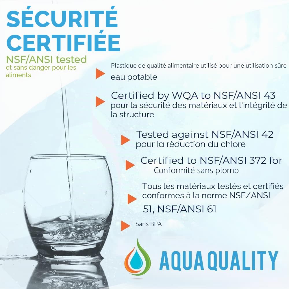 Aqua Quality AQ001 Lot de 10 filtres à eau pour réfrigérateur compatibles avec Samsung, GE, Daewoo LG, Beko et plus