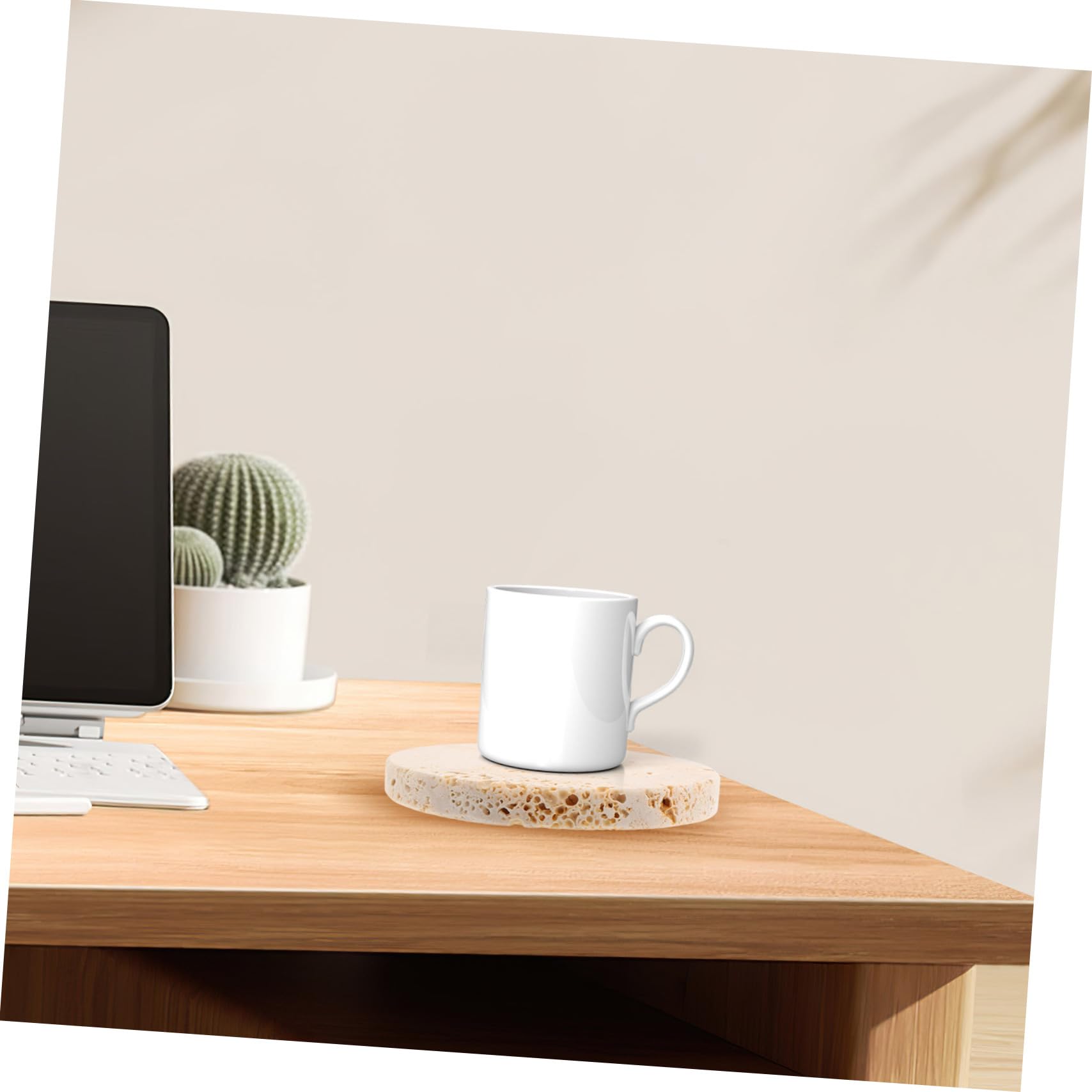 IMIKEYA 4 Piezas Posavasos Redondos de Piedra para Mesa Posavasos Japoneses Antideslizantes para Escritorio Cocina y Decoración del Hogar para Bebidas