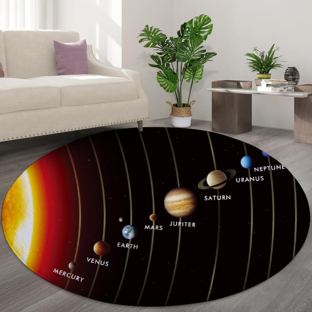 Tapis de sol espace 3D univers et neuf planètes pour chambre