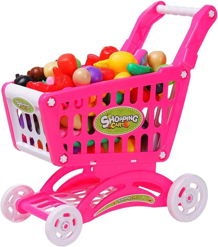 ZYAQ Kids Shopping Cart for Toy Grocery, Supermarket Cart Toy with 30