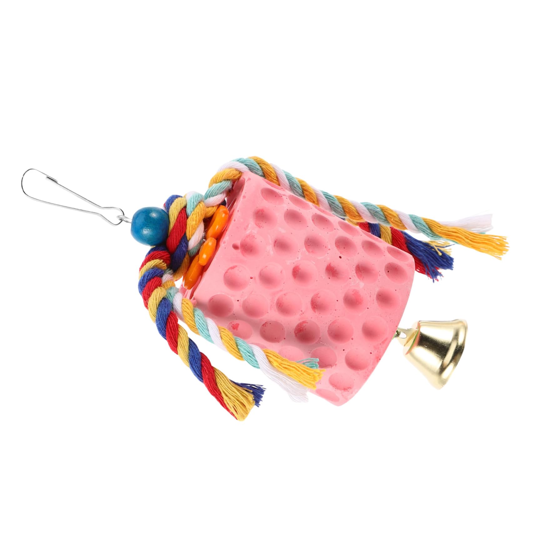 Mipcase Bird Chewing with Bell Durable Beak Grinding Stone for Parakeets Cockatiels Conures and Rabbits Interactive Mineral Chew Platform for Healthy Playtime Activities