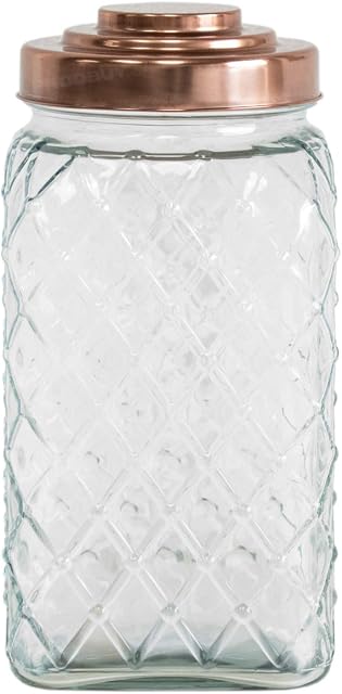 3.4 Litre Large Glass Storage Jar with Copper Coloured Lid