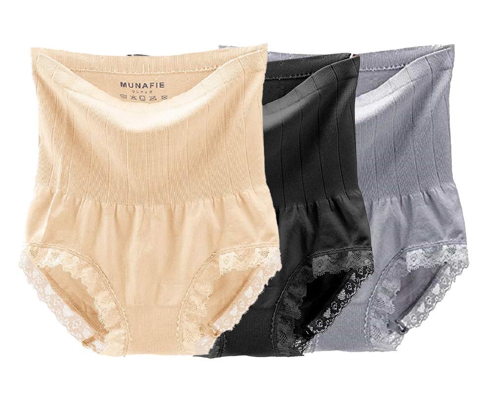 Women's Seamless High Waist Post Pregnancy Tummy Control Panty (Pack Of 3) Black/Beige/Grey - Cotton Large-image-15