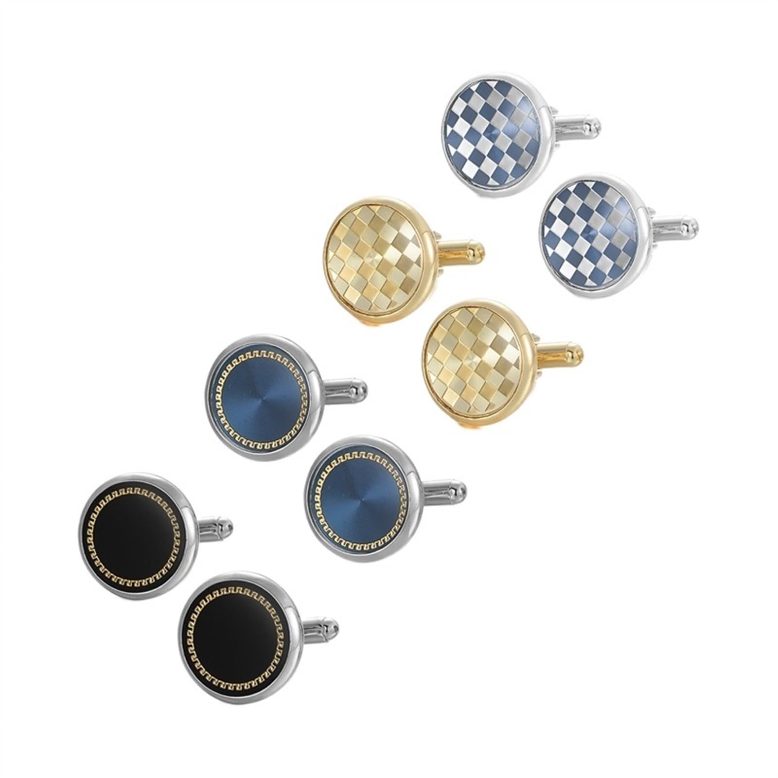 Krawattenklammern for Männer, personalisierte Krawattenklammer, runde Herren-Hemd-Manschettenknöpfe, 4 Paar Set, Krawattenklammern for Herren, Hochzeitsgäste, Ehemann, Schmuckgeschäft (Color : 26-1SI