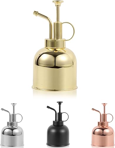 Botella pulverizadora para plantas de acero inoxidable, rociador de plantas de metal de acero inoxidable, pequeña regadera para plantas con bomba