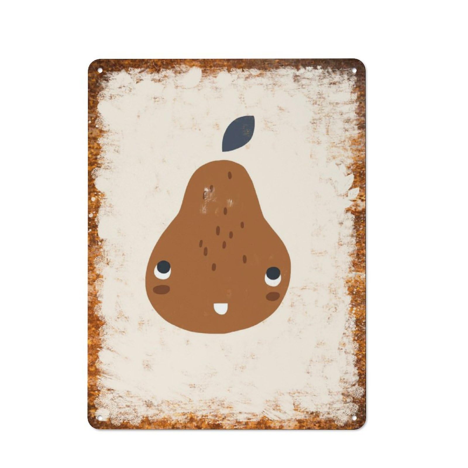 Metal Tin Sign Pear Minimalist Watercolor Pattern Vintage Rustic Wall Art Kitchen Bathroom Bedroom Living Room Cafe Farmhouse Entryway Office Garage Home Bar Laundry Room Porch Patio 8x12 Inch