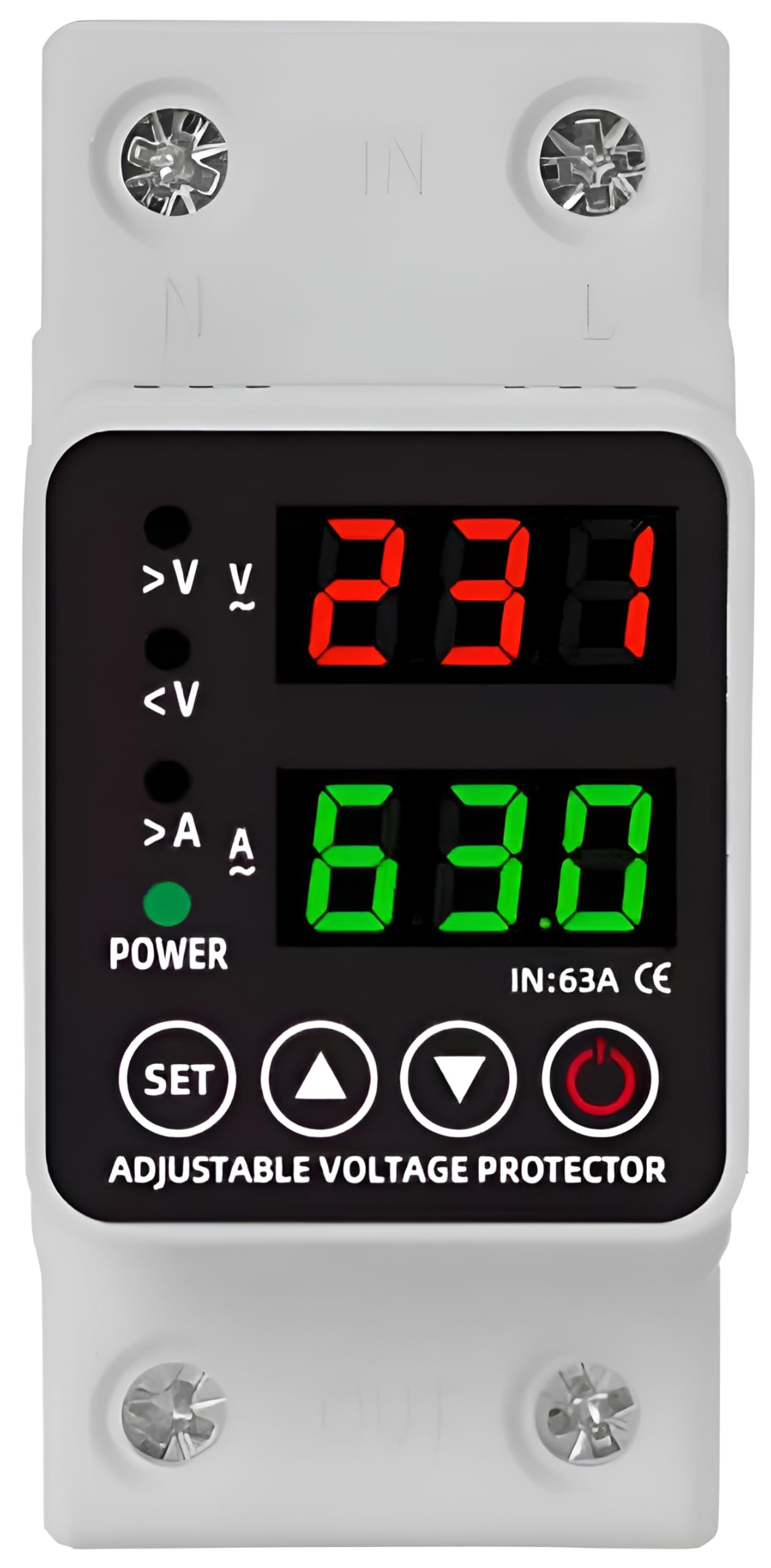 XPR3SS Automatic Over/Under Voltage and Over Load Protection (Adjustable Setting) Meter with Auto Re-Connect LED Display Standard Din-Rail Mounted Single Phase 220V, 63A (13.8kW) — Amazon image 9