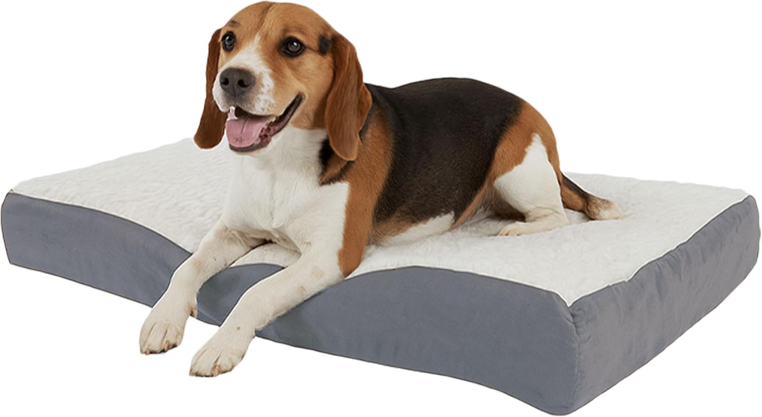 PETMAKER Orthopedic Pet Bed – 2-Layer Memory Foam Dog Bed with Removable Sherpa Cover – Comes with Additional Mattress Replacement Cover (Gray) Medium Gray