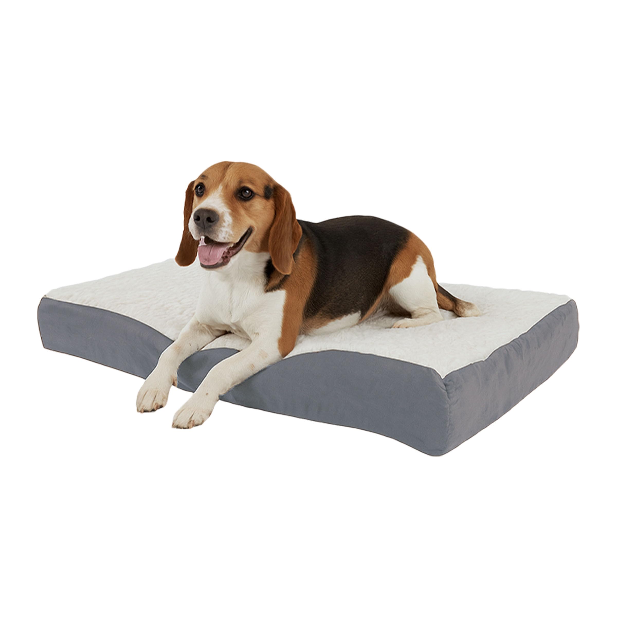 PETMAKER Orthopedic Pet Bed – 2-Layer Memory Foam Dog Bed with Removable Sherpa Cover – Comes with Additional Mattress Replacement Cover (Gray)