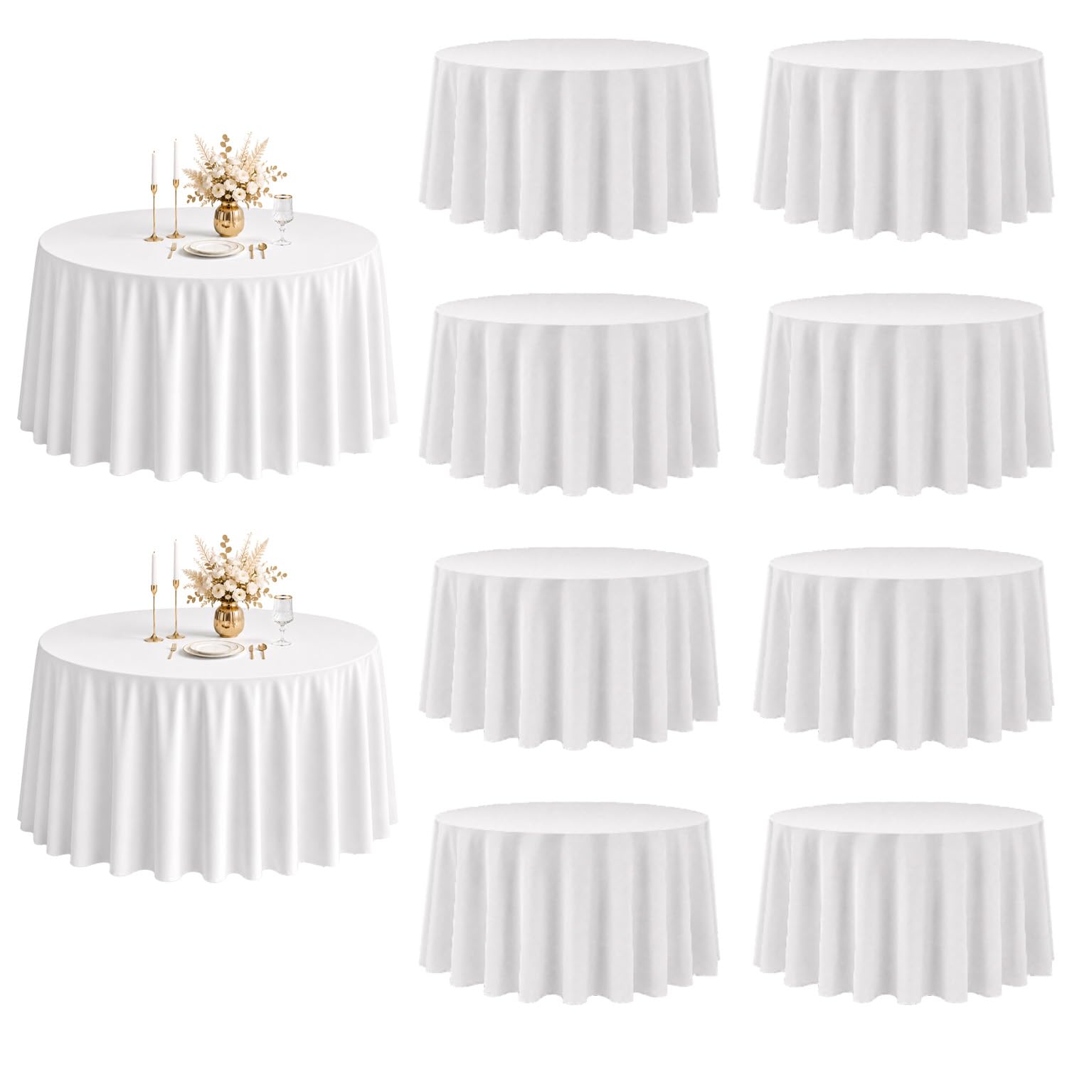 Photo 1 of MZKOCCR 10 Pack 120 Inch White Round Tablecloths