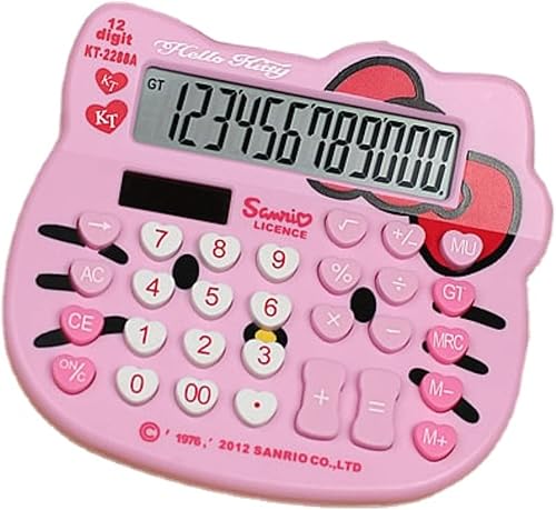 Calculadora Hello Kitty súper linda calculadora de 12 dígitos para niñas y mujeres pantalla LCD grande doble unidad por energía solar y batería para