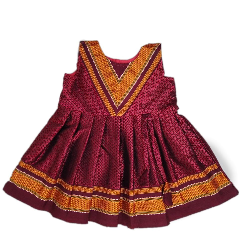 Image of Charul's Traditional Ethnic Resham Cotton Khan Dress for Girl