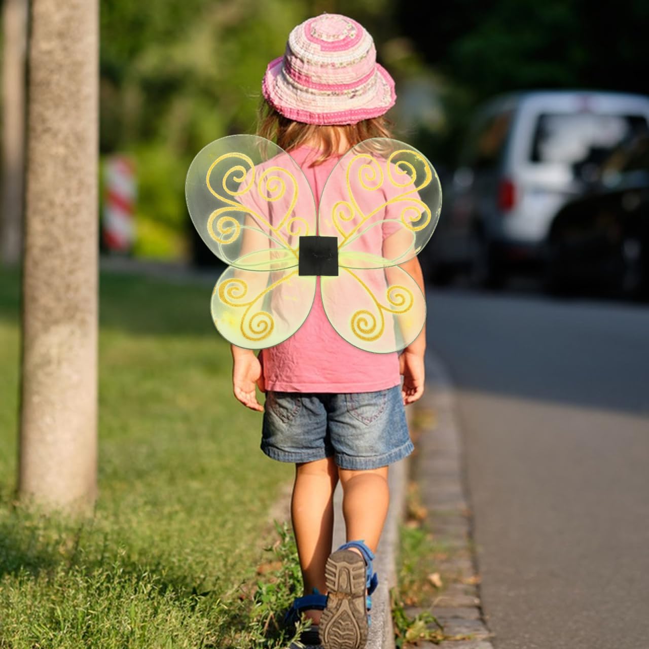 Warmhm Bee Wing Props Lightweight Yellow Costume Butterfly Fairy Wings for Kids Toddlers Cosplay Party Photo Booth Accessory Fancy Dress - Image 3