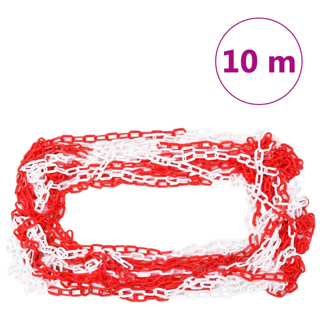 vidaXL Juego de Conos con Cadena Señal Carretera Simulación de Aparcamiento Barreras Coche Advertencia Seguridad 10 m Rojo y Blanco