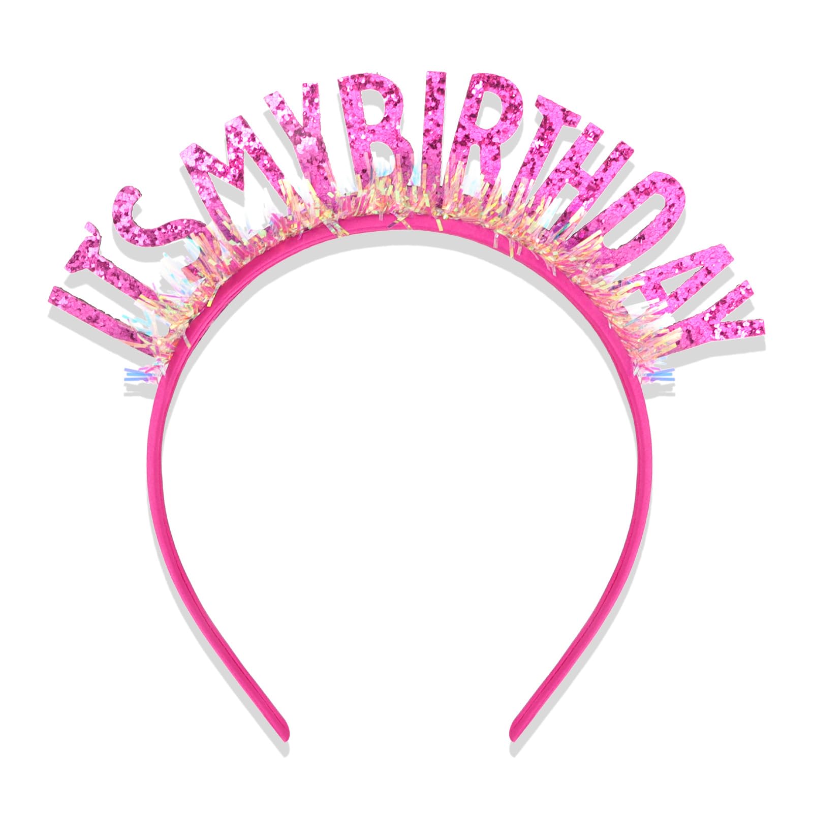 CIEHER Headband for Women Girls, Happy Birthday Crown Tiara, It's My Birthday Decorations and Gifts - Rose Pink