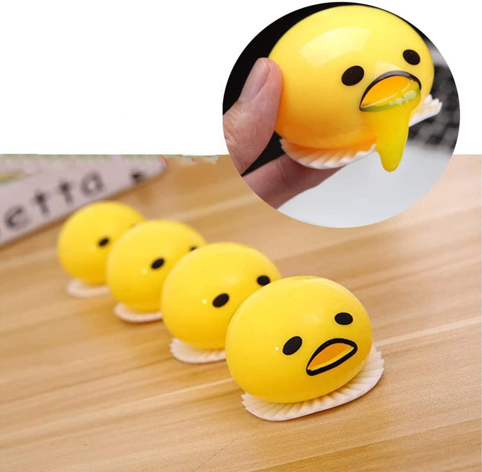 5PCS Yellow Round Vomiting & Sucking Lazy Egg Yolk, Vomiting Egg Yolk,Vent Stress Tricky Game Relief Toys