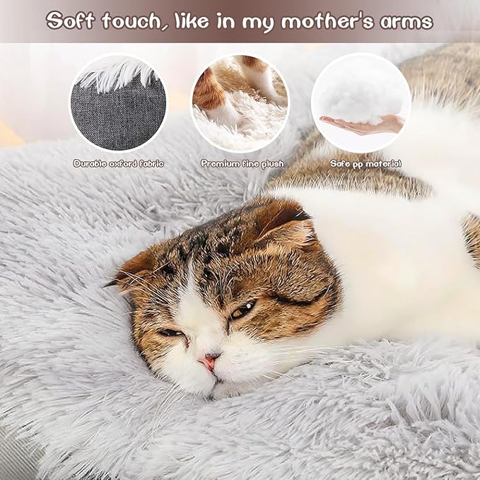 Katzenbett-Waschbar-Katzenmatte-Weiches-Katzenkissen-2-in-1-Katzenbett-Katzenmatte-Gemutlicher-Katzenkorb-Fur-Katzen-Und-Kleine-Hunde-60-cm-x-50-cm-Grau | Dealmeister.io Alt tag für bilder post titel