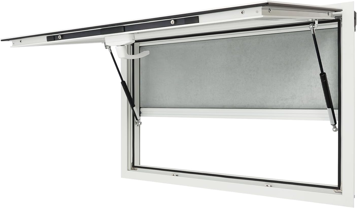 Concession Window for Food Trucks 60 x 36 Inch, Aluminum Alloy Food Truck Window Up to 85 Degrees with 4 Horizontal Sliding Screen, Concession Stand Serving Window for Food Trucks