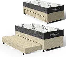 Cama Box com Colchao de Espuma D33 Ortobom Airtech 100 + Auxiliar de Espuma Unique Solteiro 88cm