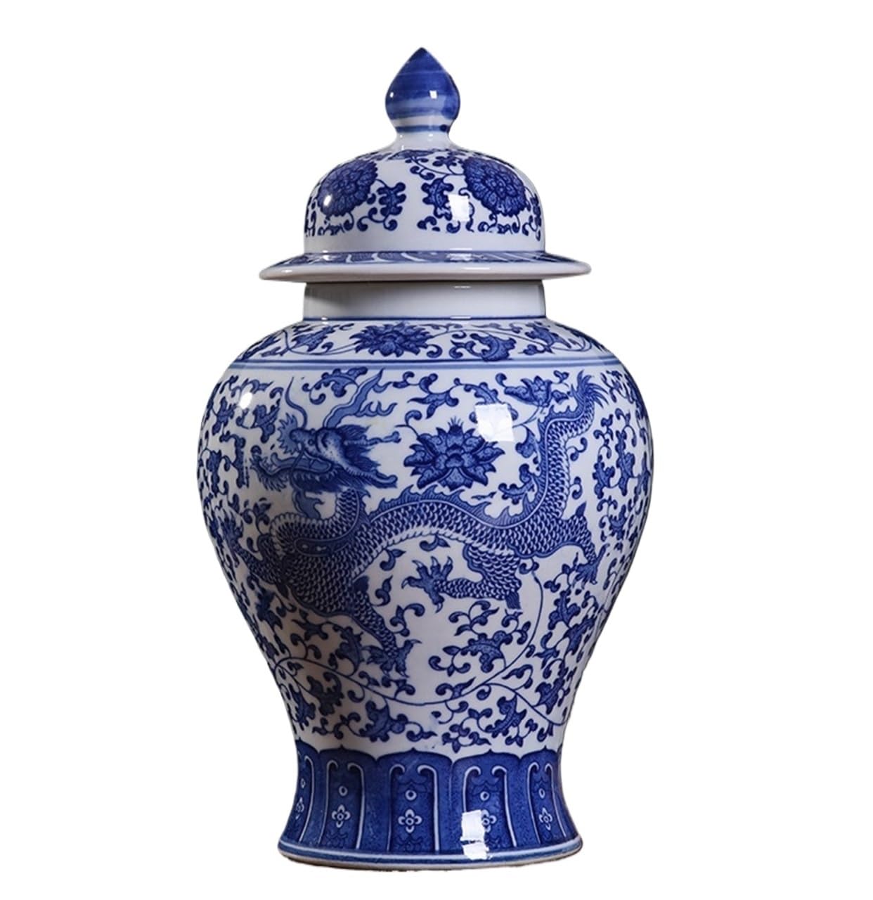 Ceramiczny wazon na słoik imbirowy - chiński dekoracyjny słoik do domu i biura, porcelanowy wazon na kwiaty - stylowy akcent do dekoracji