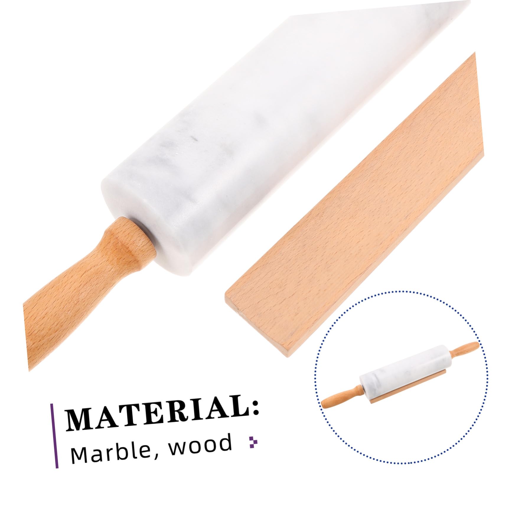 Healifty 3piezas Rodillo de Mármol para Hornear Antiadherente Herramienta de Repostería Doméstica para Fondant Pizza Pan Uso Cocina