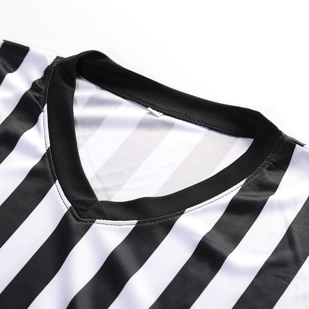 Chemise D'arbitre À Rayures pour Hommes, Uniforme D'arbitre, Maillot De Sport À Col en V, Costume D'arbitre Officiel pour Arbitre De Basket-Ball De Football